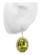 Aur galben 8K 333 Yellow Peridot cercei vec007x-yp Rusesc Sovietic URSS Vintage Craft Art Deco style